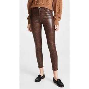 J Brand Crop Skinny Jeans 32 Brown Alana Coated Snake Print